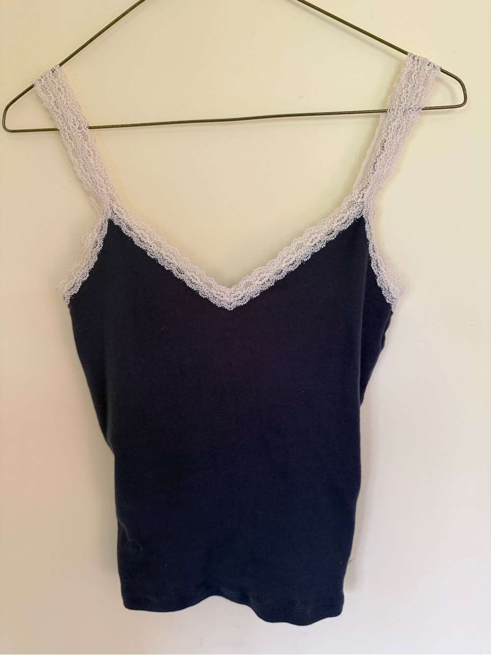 Brandy Melville Lace Trim Navy Tank Top